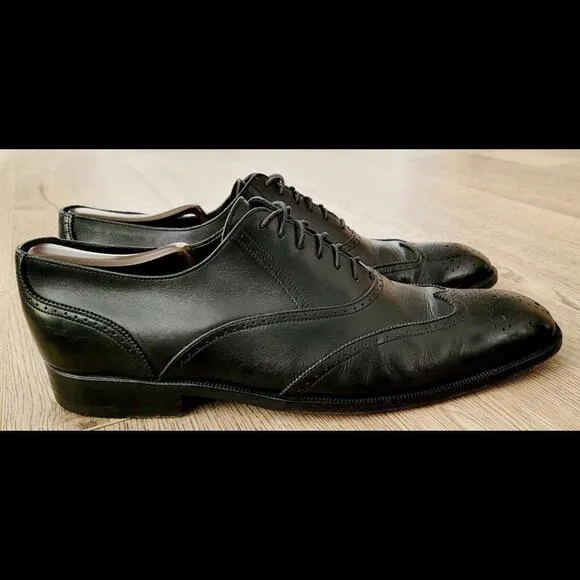 Yves Saint Laurent YSL Black Leather Oxford Brogue Dress Shoes Men's 11.5