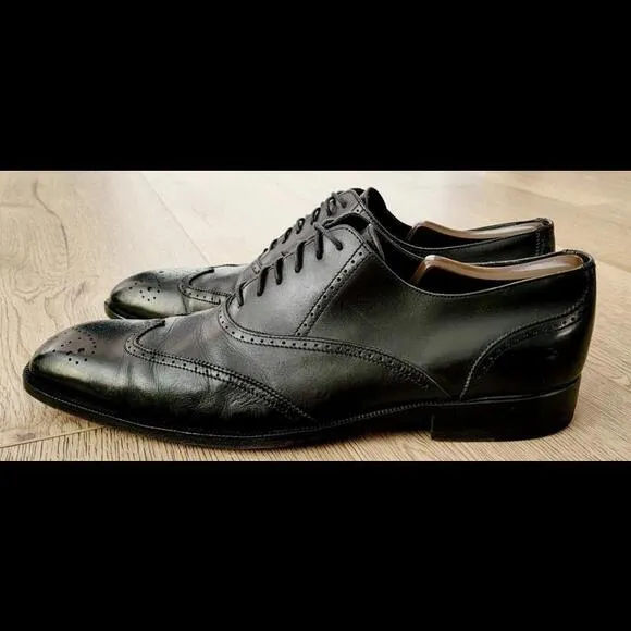 Yves Saint Laurent YSL Black Leather Oxford Brogue Dress Shoes Men's 11.5