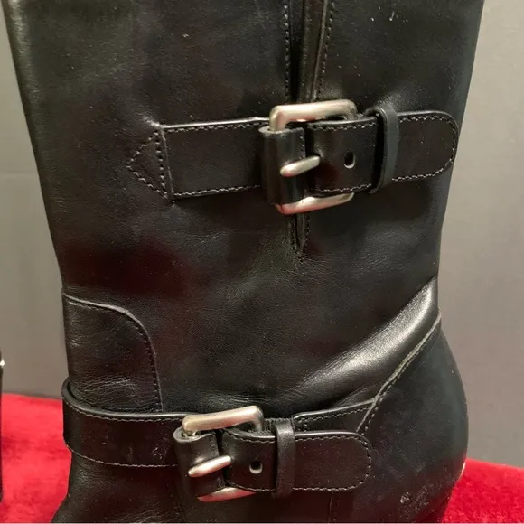 Z03-Michael Kors side straps/buckle ankle hi boots