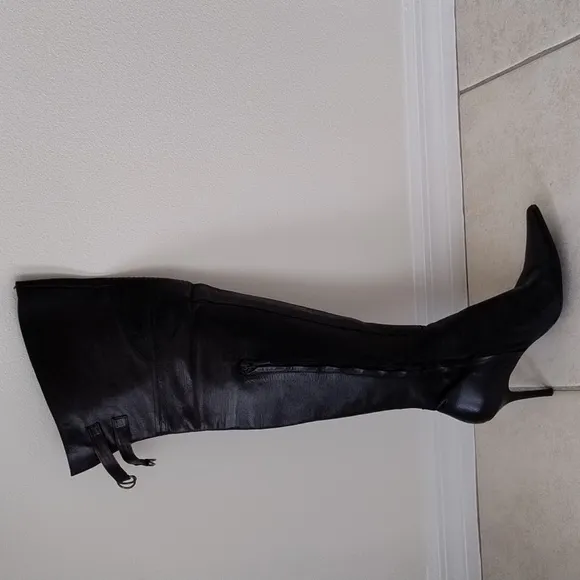 Zara Black Leather Over-the-knee Boots Size 39/ 8.5-9