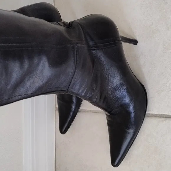 Zara Black Leather Over-the-knee Boots Size 39/ 8.5-9