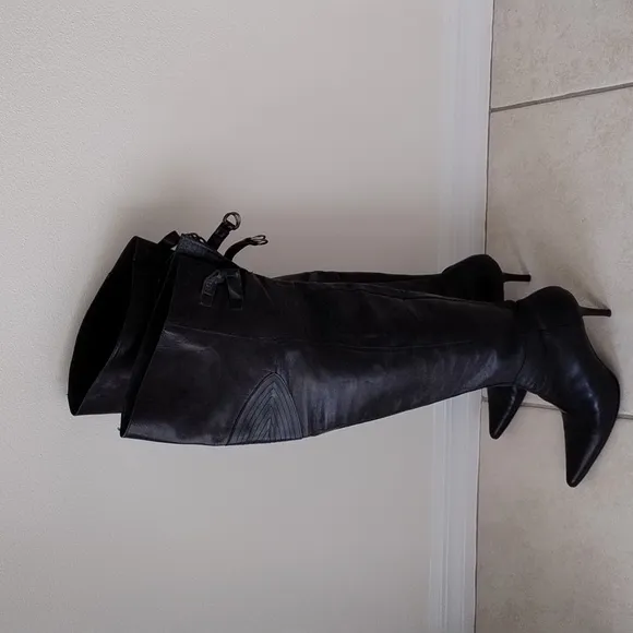 Zara Black Leather Over-the-knee Boots Size 39/ 8.5-9