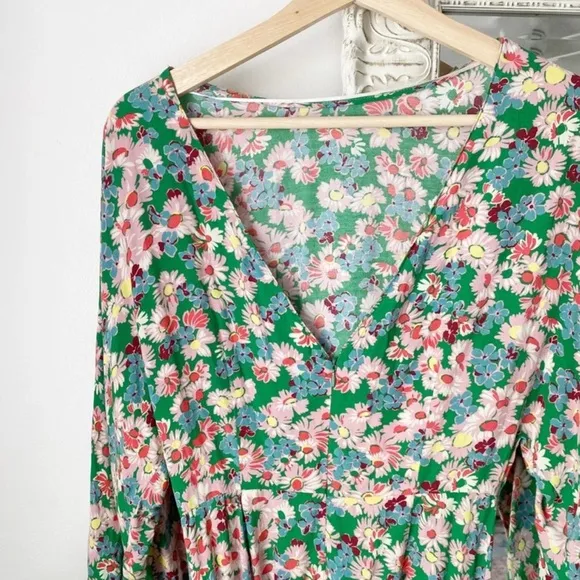 ZARA Blogger’s Favorite Green Floral Midi Dress w Kimono Sleeves - Spring Sz: S