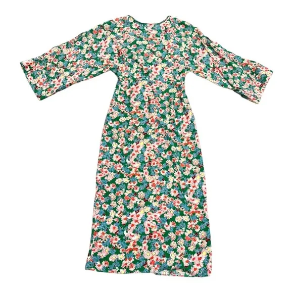 ZARA Blogger’s Favorite Green Floral Midi Dress w Kimono Sleeves - Spring Sz: S