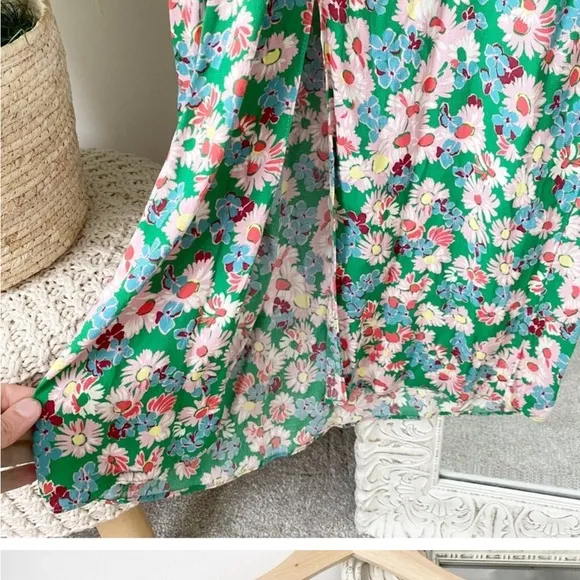 ZARA Blogger’s Favorite Green Floral Midi Dress w Kimono Sleeves - Spring Sz: S