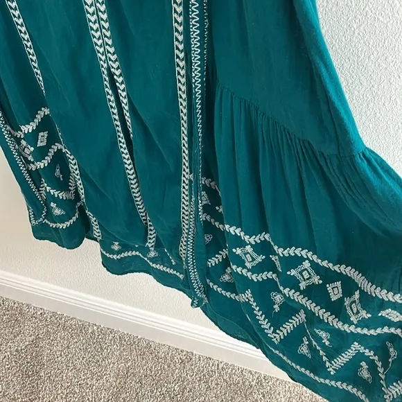 Zara Boho Embroidered Midi Dress Size XS