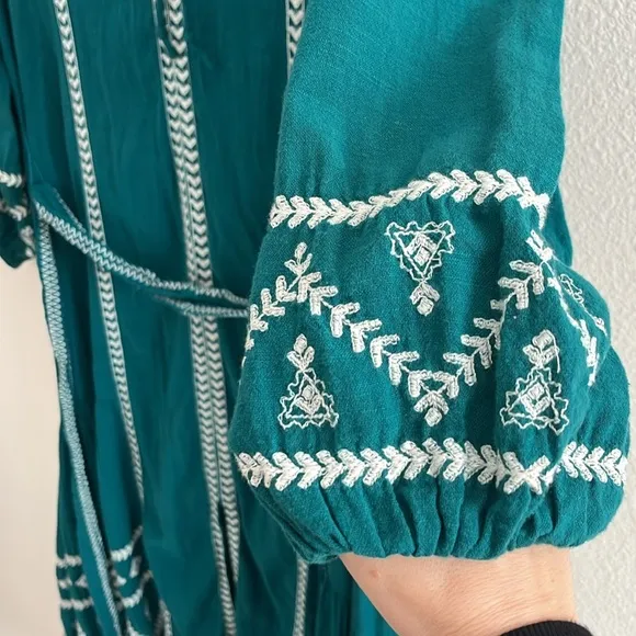Zara Boho Embroidered Midi Dress Size XS