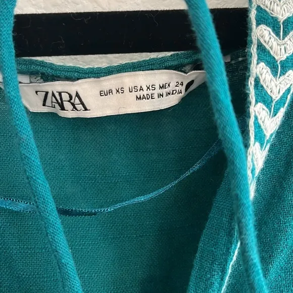 Zara Boho Embroidered Midi Dress Size XS