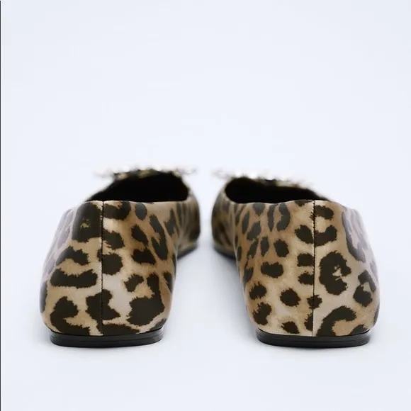 ZARA EMBELLISHED ANIMAL PRINT BALLET FLATS