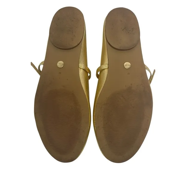 Zara Gold Women's Leather Ballet Flats Sz 40