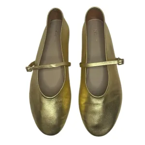 Zara Gold Women's Leather Ballet Flats Sz 40