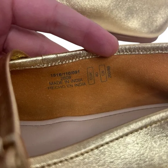 Zara Gold Women's Leather Ballet Flats Sz 40