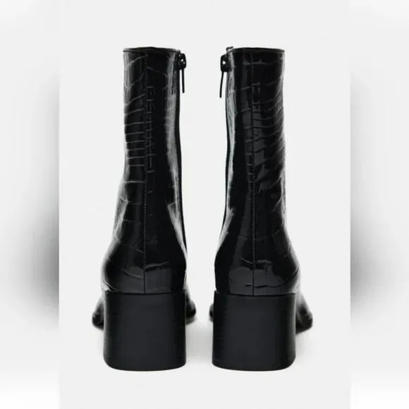 ZARA HEELED CROC ANKLE BOOTS