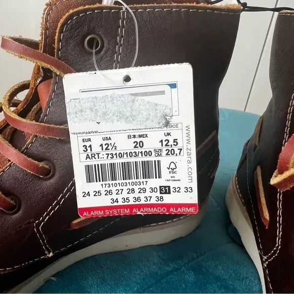 ZARA Kids Leather Oxford Boots sz. 12.5