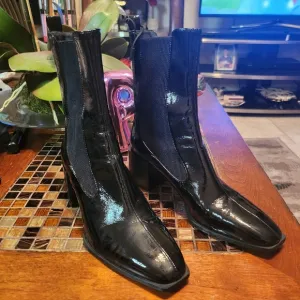 Zara Leather Square Toe Ankle Boots size 41