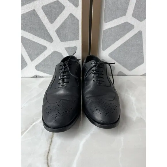 Zara Men Oxford Derby Lace Up Black Leather Dress Wingtip Shoes 40 Us 7
