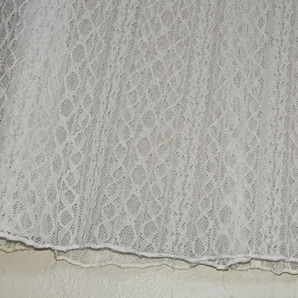 ZARA Open Back White Sheer Stretch Lace Long Sleeve Midi Dress Small