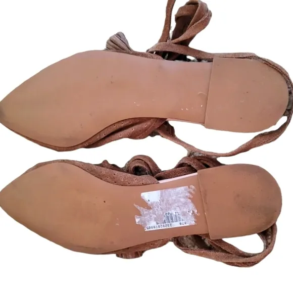 Zara Trafaluc - Suede Lace-up Pointed Toe Flats