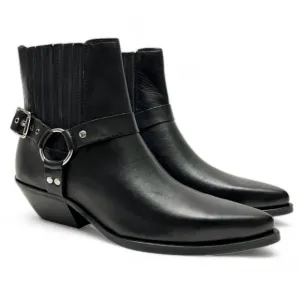 ZARA Women's Black Leather Ankle Western Boots Sz 6