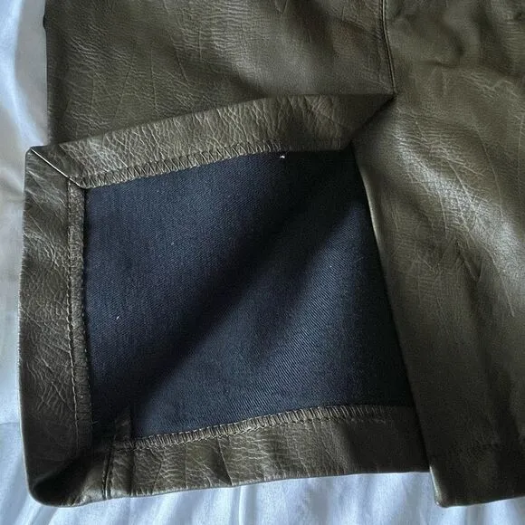 Zara Women’s Olive Green Vegan Leather Midi Skirt