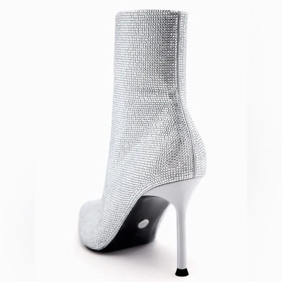 ZARA SPARKLY HIGH HEEL ANKLE BOOTS