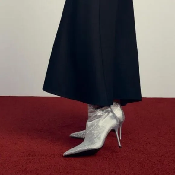 ZARA SPARKLY HIGH HEEL ANKLE BOOTS