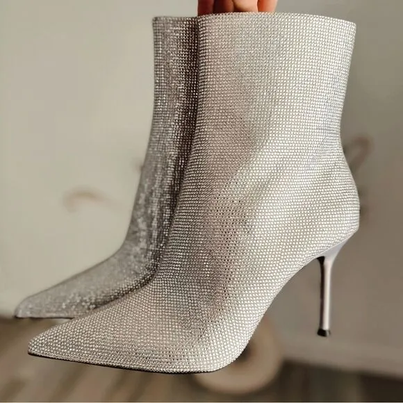 ZARA SPARKLY HIGH HEEL ANKLE BOOTS